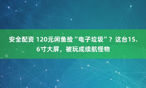 安全配资 120元闲鱼捡“电子垃圾”？这台15.6寸大屏，被玩成续航怪物