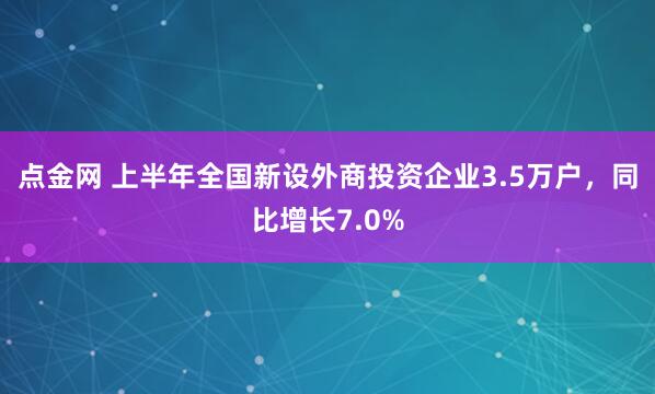 点金网 上半年全国新设外商投资企业3.5万户，同比增长7.0%